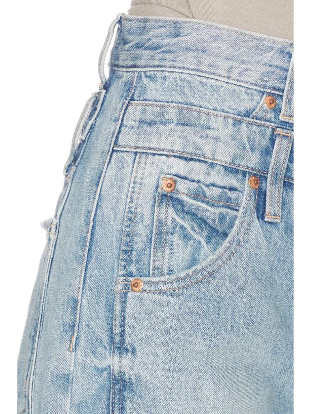 Pistola Caleb High Rise Stacked Waist Wide Leg Jeans Light Wash Rigid Denim NWT - Picture 5 of 5